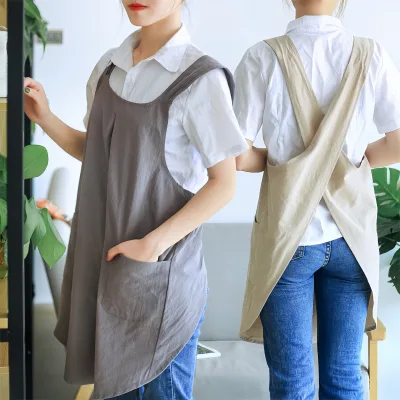 Custom Cotton Sleeveless Apron | 2 Pockets Cross Back Adjustable Bib Breathable & Easy Cleaning | Cooking Baking Daily Use