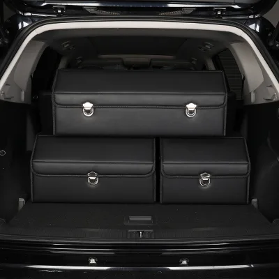 Car Trunk Organizer Leather Folding Luxury Design Multifunction Large Capacity 38x31x30cm Car Storage