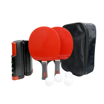 Portable Table Tennis Racket Ball Set Wood Carbon Fiber Rubber Net Rack for On-the-Go Play