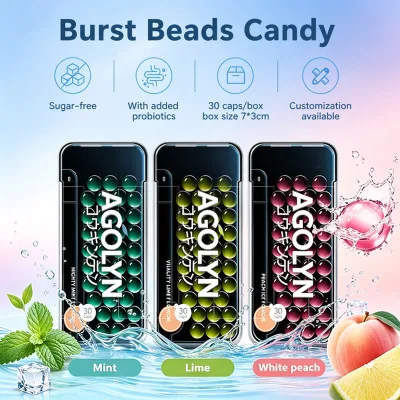 Sugar Free Round Ball Gummy Candy Box Pack, Multi Flavor Breath Freshener Candy, Custom Logo Available