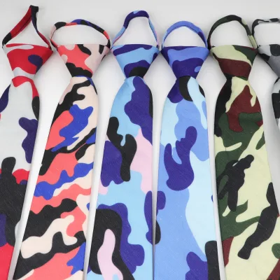 Camouflage Informal Tie Cotton Linen Necktie Men's Fashion Easy to Pull Rope Neckties Designer Handmade Lazy Ties High Quality