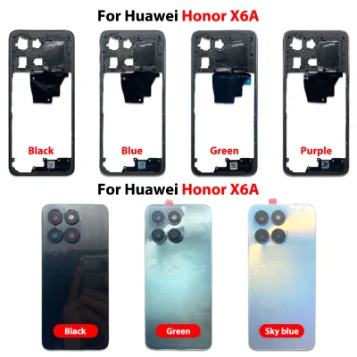 Middle Frame Bezel Housing Rear Glass Battery Cover for Honor X6A Mobile Phone Front Chassis Back Door Panel Repair Spare Parts