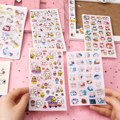 Cartoon Animals Hello Cat Stickers Dinosaurs Cat Girls and Boys Stickers PVC Cartoon Kids Wall Stickers