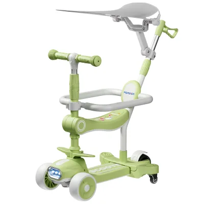 6-in-1 Modern Outdoor Kids' Foldable Scooter Bike with 3 Plastic Wheels and Lights for Fun Exercise