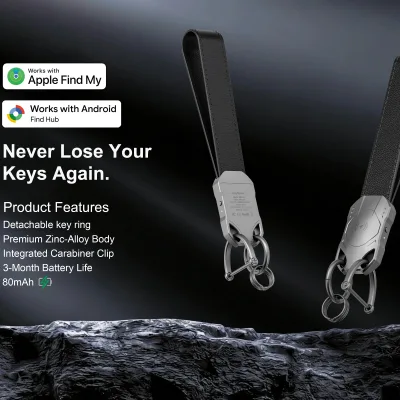 Keychain Locator with Sound Key Finder USB-C Rechargeable Built-in Anti-Loss Tracker Global Tracking