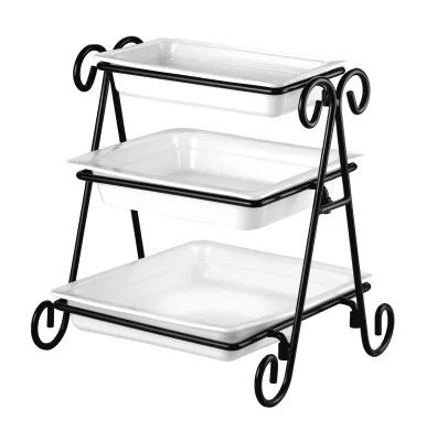 Modern Buffet 3 Tier Catering Serving Trays Party 3pcs Porcelain Platters Fruit Cake Dessert Food Display Riser