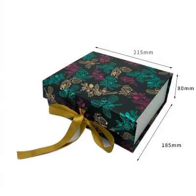 Luxury Magnetic Cosmetic Foldable Rigid Gift Packaging Box with Ribbon Closure for Beauty Products