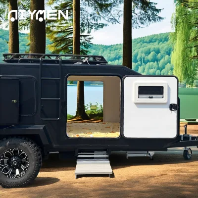 Mini Aluminium Camper Trailer Independent Suspension 2 Person Sleeping Capacity Water Electric Systems for Outdoor Adventures
