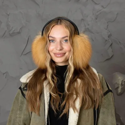 Fluffy Earmuffs From Genuine Red Fox Fur, Soft Ear Muffs for Teen Girl, Fashion Fur Accessories, Warm Earmuffs Women