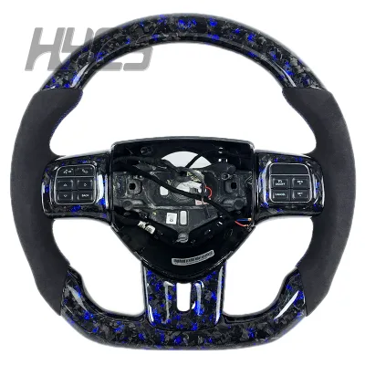For Dodge Durango RT Journey Car Interior Accessories High-quality Suede Blue Forged Carbon Fiber Custom Steering Wheel