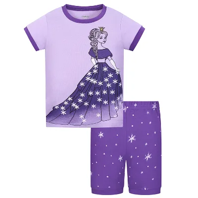 2023 Kids Princess Pajamas  New Summer Short-Sleeved Clothes Cartoon Clothing Mickey Car Children's Shorts Casual 2-8Y