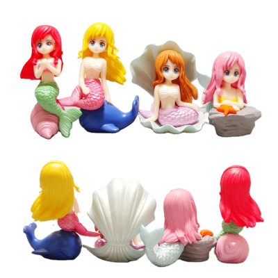 Figurines Home Aquariums Fish Tank Decor Micro Landscape Ornaments Plastic Figure Girl Seashell Mermaid