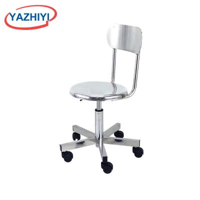 Height Adjustable Rolling Pneumatic Stool Backrest Stainless Steel/ABS CE ISO Certified 1 Year Warranty for Medical Clinic