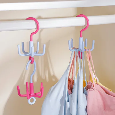 360 Rotating Clothes Hooks with Colorful 5 Claws Movable Packing Plastic Practical Household Cloth Storage