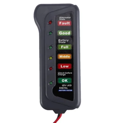 12V Car Battery Tester Digital Alternator Tester 6 LED Lights Display Car Diagnostic Tool Auto Battery Tester brand-new