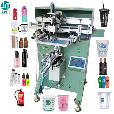 Aluminum Cans Candle Koozies Screen Printer Automatic Oil Filter Plastic Pipe Oil Jerry Can Cap Silk Screen Printing Machine