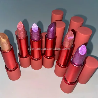 Solid Lipstick Waterproof Metallic Lip Stick Diamond Glitter Waterproof Pearl Lipstick