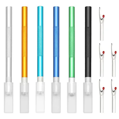 High Quality Carbon Steel Square Seam Ripper Set with Replaceable Blades Aluminum Handle Sewing Accessory for Garment Sewing