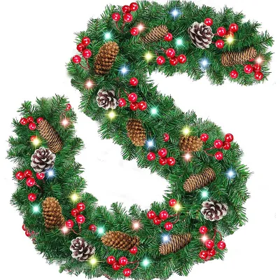 2.7m PVC Christmas Crypto Rattan Door Hanging Decoration for Hotels Malls Bars Wreath & Garlands for Festive Decorations