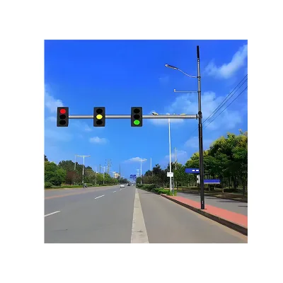 Factory Supply L-shape Street Traffic Light Pole With Single Outreach Arms
