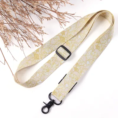 Heat-transferred logo Lanyard Yellow Custom Design Adjustable Safety Clip Long Neck Lanyard Strap
