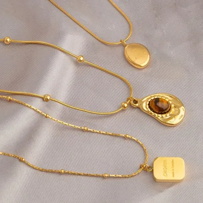 Wholesale Various Stainless Steel 18K Gold-Plated Choker Necklaces, Versatile and Fashionable Neck Chains