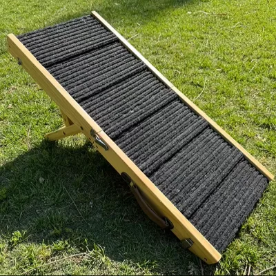 Portable Handheld Folding Wooden Dog Ramp Ladder with Travel Feature for Pet Climbing and Slanted Design Camping
