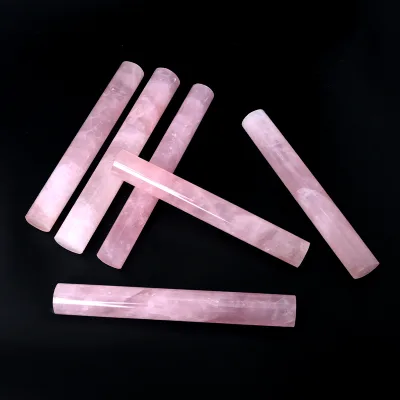 Wholesale Healing Crystal Cylinder Polished Natural Rose Quartz Crystal Cylinder Wand for Decoration