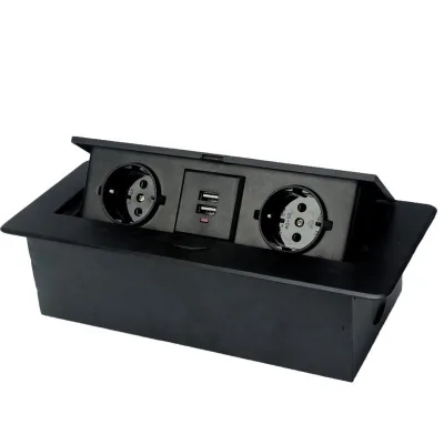 Recessed Tabletop Socket with 2 AC Outlets 2 USB-A & 2 USB-C Ports IP66 Rated Aluminum Alloy 16A 250V for Office/Residential Use