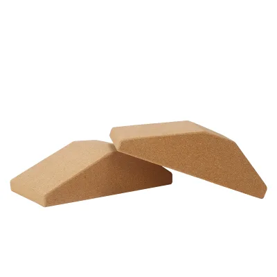 Wholesale Natural Cork Trapezoid Yoga Block, Ergonomic Incline Yoga Wedge for Stretching & Joint Support, Eco-Friendly OEM