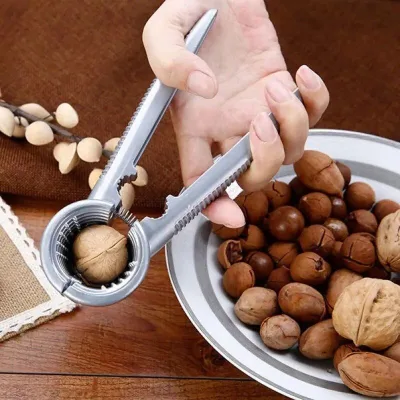 Silvery Metal Multi Functional Walnut Clip Household Nut Shelling Tools Suitable for Walnuts Chestnuts and Hazelnut