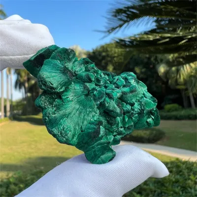 New Arrivals High Quality Mineral Gemstone Feng Shui Natur Green Velvet Malachite Cluster Specimens for Sale
