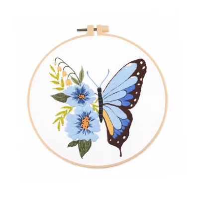 Embroidery Starter Kit with Butterfly Pattern DIY Cross Stitch Stamped Embroidery Kit for Adults and Kids Beginner Starter