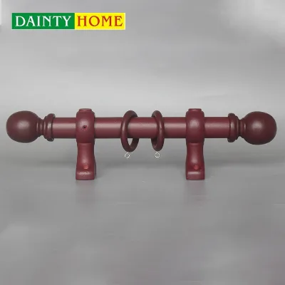 ODM OEM Cheap Price Aluminium Single Bracket Wooden Finial Living Room Curtain Rod Sets Decorative