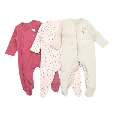 Spring and Autumn  Newborn Baby Long-sleeved Jumpsuit Boy and Girl Baby Cotton Foot Romper Jumpsuit