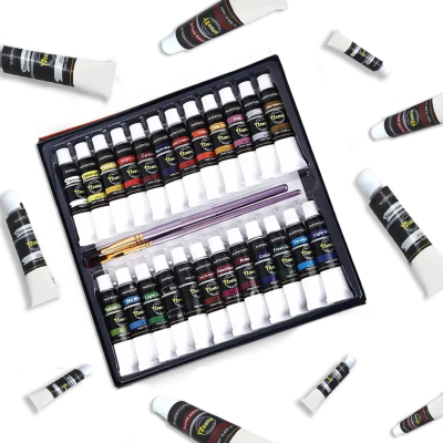 Safe Material Various Colors 24-Colour Rich Colored Water Color Paint Set for Paper 12ml Each