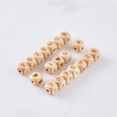 Natural Pine Wooden Dice Numeric Dice Montessori Calendar Learning Craft Custom Logo OEM Factory Manufacturer Bulk