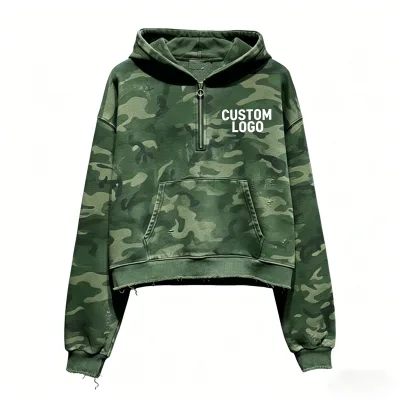 Men's Heavyweight Patchwork Zip up Hoodies Spring Customized Print Streetwear 100% Cotton Hoodie Manufacturer