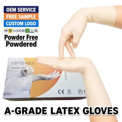 Alibaba China Latex Gloves Glove Powder Free Powdered Medical Bicolor Soft Long Cuff Protective Grip Textured Convenient