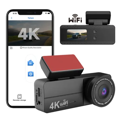 New Single Len Car Wifi Dvr Dashcam Camera Nightvision Hd 4k 1.47 Inch Ips Screen 24h Parking Monitor Video Recorder Blackbox