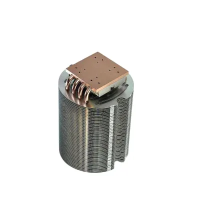 High Power 200w 400w GPU Round Copper Tube Led Heatsink Cooling Aluminum Fins Heat Pipe Heat Sink with Copper Base Plate