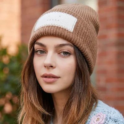 100% Acrylic Knit Striped Plush Winter Warm Unisex Hat