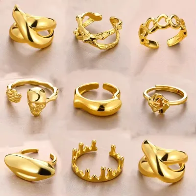 High Quality Dubai Fashion Jewelry Golden Plated Ring for Women Ring Stainless Steel Ring