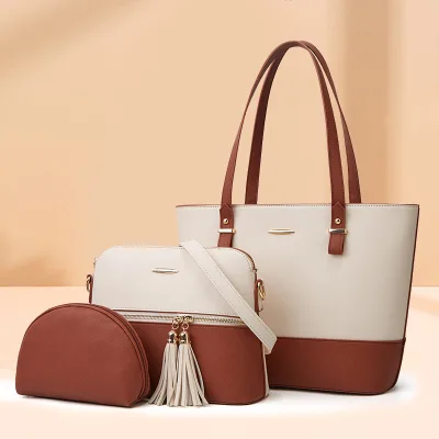 3pcs Large Capacity Women Bag Set New Korean Version Pu Leather Shoulder Bag Fashion Handbag Factory Wholesale