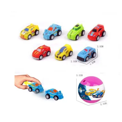 Dollartoy 36Pcs Cute Mini Plastic Pull-Back Cars Egg Stickers for Children's Toy Vehicles
