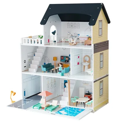 Luxury Princess Wooden Doll House Toy DIY Eco-friendly Montessori Educational Preschool Toy for Children
