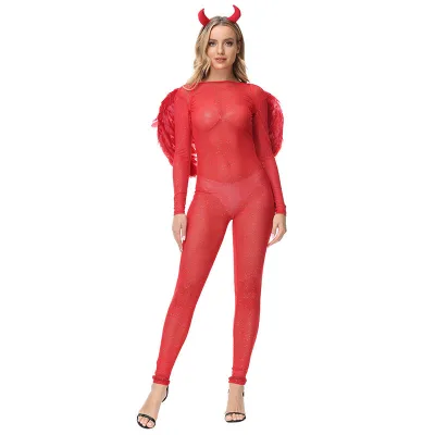 Witch Demon Costume Red Devil Cosplay Temperament Queen Game Stage Costumes Halloween Cosplay