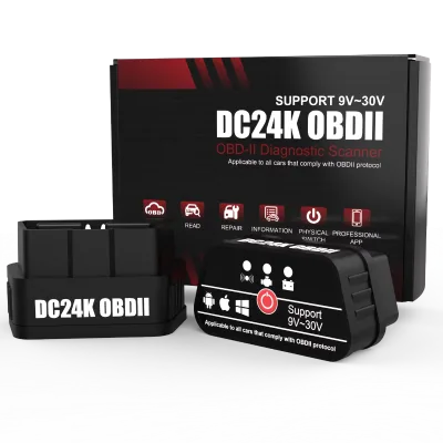 Car Scanner Obd2 Elm327 DC24K OBDII SCANNER Blu-tooth BT for All Vehicles 9V-30V Androis, Ios, windows