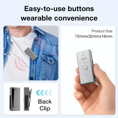 Hearit.ai AI Voice Recorder with 52 Language ChatGPT Slim Audio Summary Free Transcribe Clip NFC Reader for AI Translation