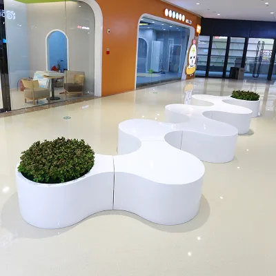 Y660 Combined Fiberglass Flowerpot Chair Custom Wave Shape Artistic Decoration Modern Lounge Leisure Ground Waiting Chair Bench